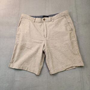 Banana Republic Linen Blend Aiden Shorts Men 34 Beige Tan Chino Casual Preppy 9"